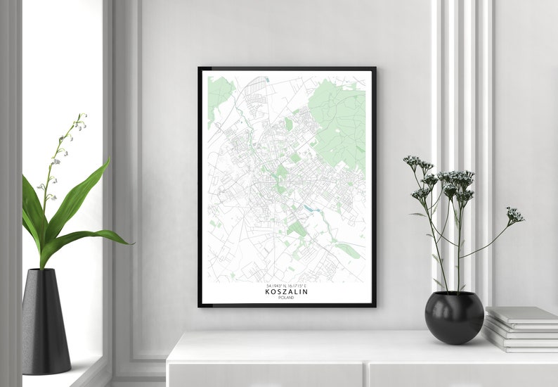 Koszalin Map Poster Koszalin Map Wall Art Koszalin Map Custom Map Print Koszalin Map Print Map Wall Art Koszalin City Map Print