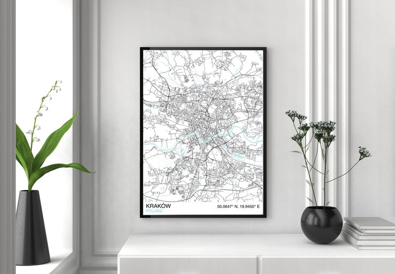 Map Of Krakow Map Wall Art Krakow Map Print Krakow City Map Poland Map Print Krakow Map Poster Custom Map Print