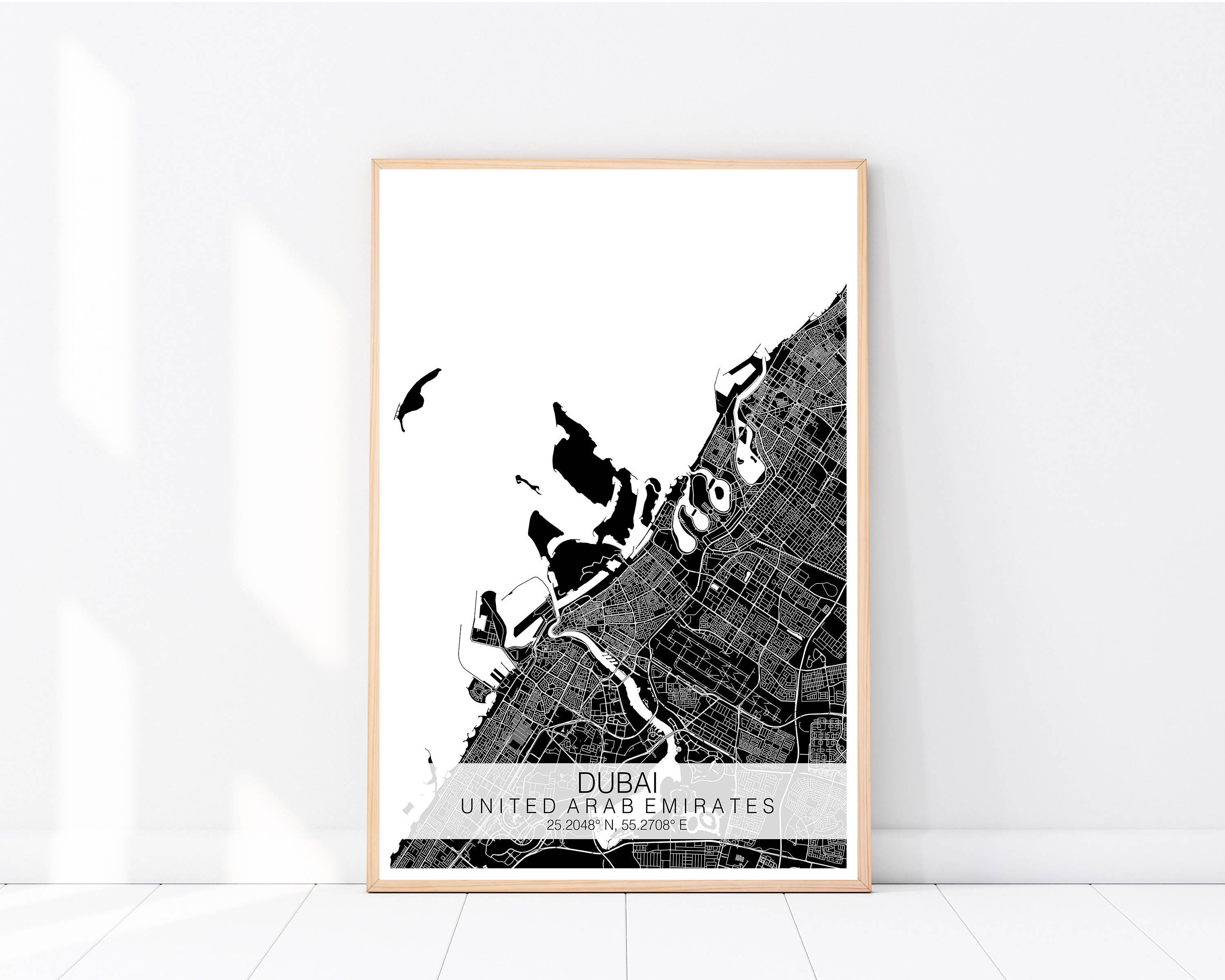 Dubai Map Print Custom Map Print Dubai Map Poster Wall Art | Etsy