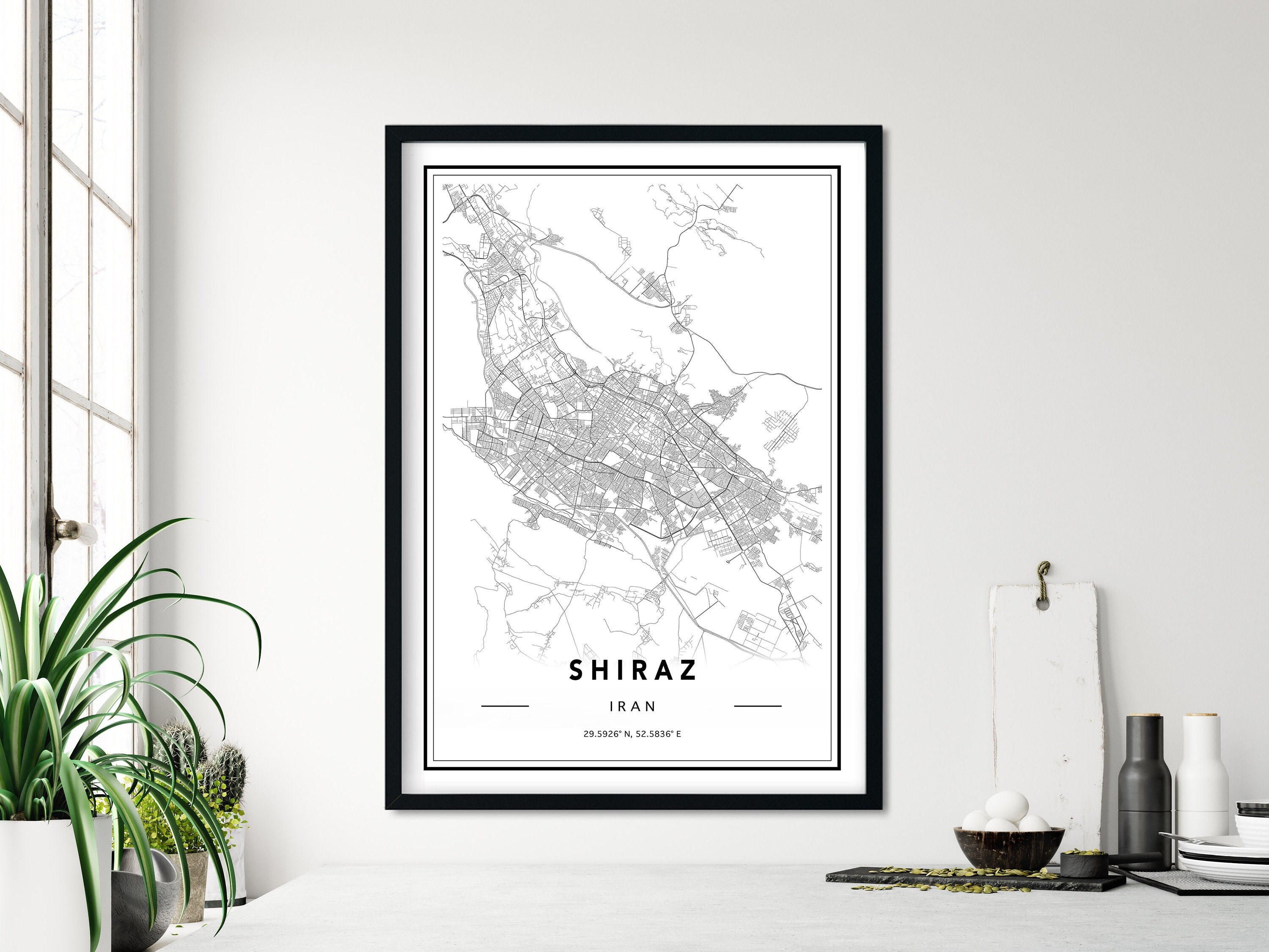 Shiraz Iran Map Print Shiraz City Map Shiraz Print Shiraz | Etsy