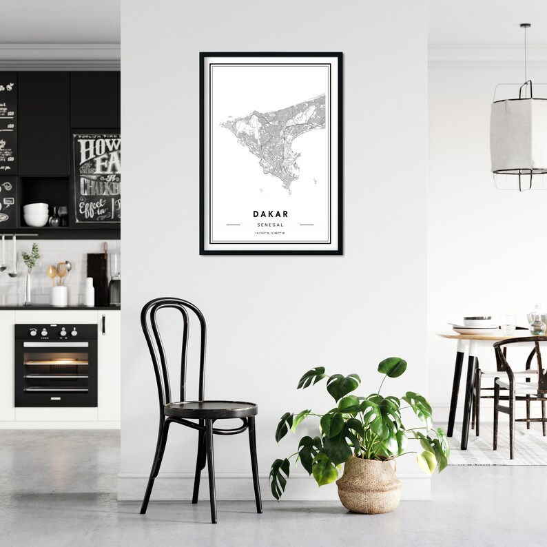 Dakar Map Print Dakar Map Wall Art Senegal Map Print Custom Map Print Dakar City Map Map Of Dakar Ships From EU /& USA