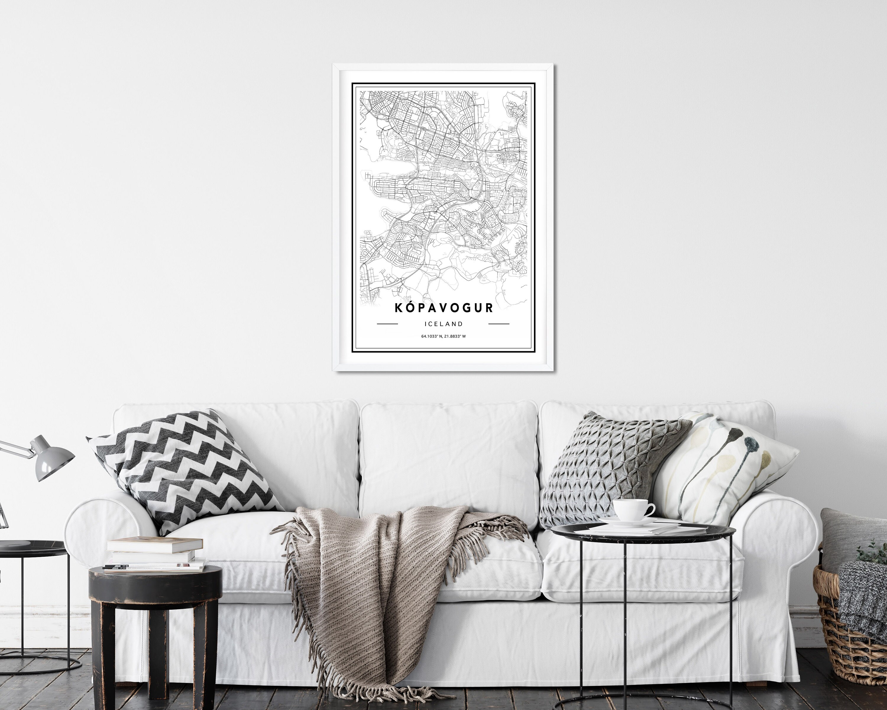 Kopavogur Iceland Map Print Custom Map Print Map Of Etsy