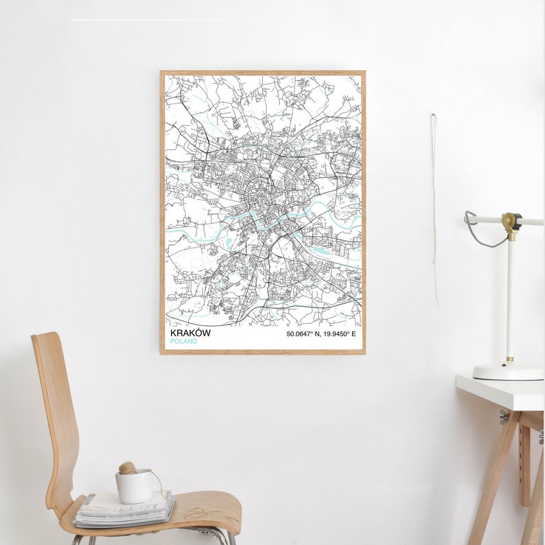 Map Of Krakow Map Wall Art Krakow Map Print Krakow City Map Poland Map Print Krakow Map Poster Custom Map Print