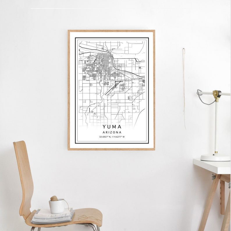Yuma AZ Map Print Custom Map Print Yuma City Map Yuma Map Etsy