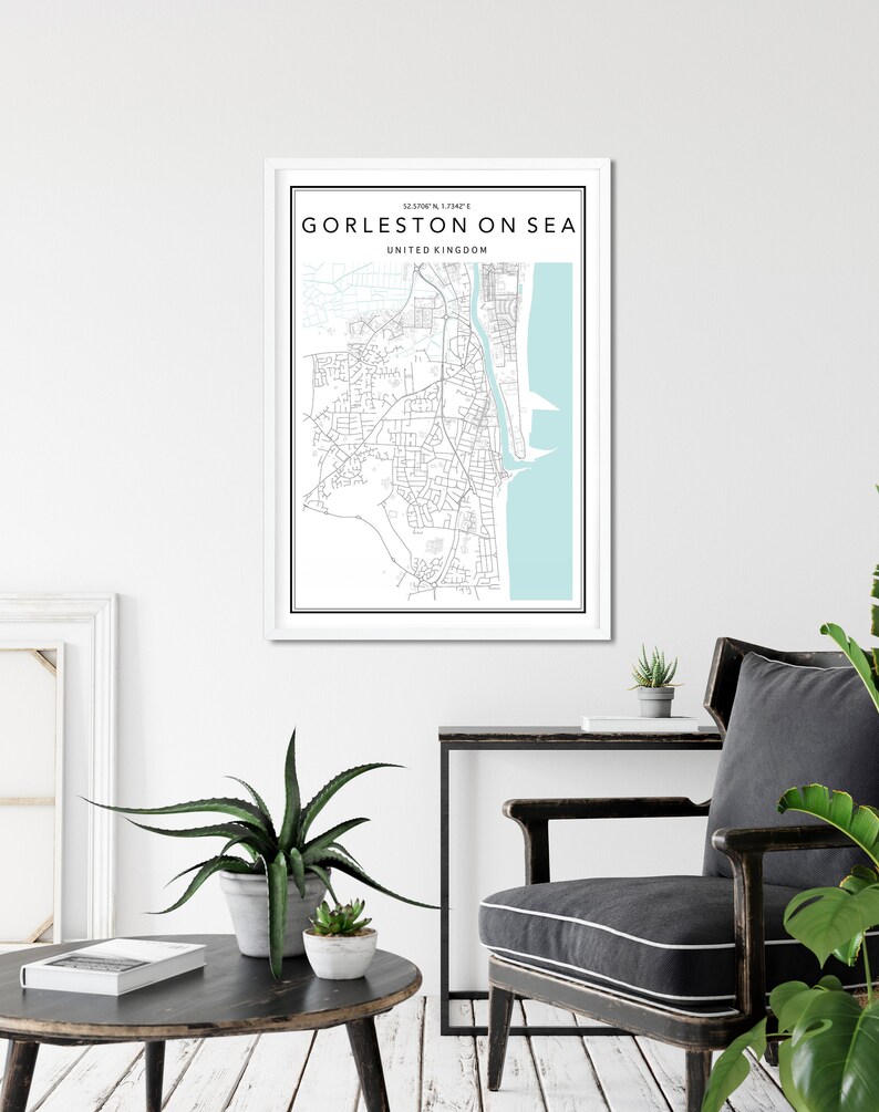 Gorleston On Sea Map Print Custom City Map Map Of Gorleston Etsy