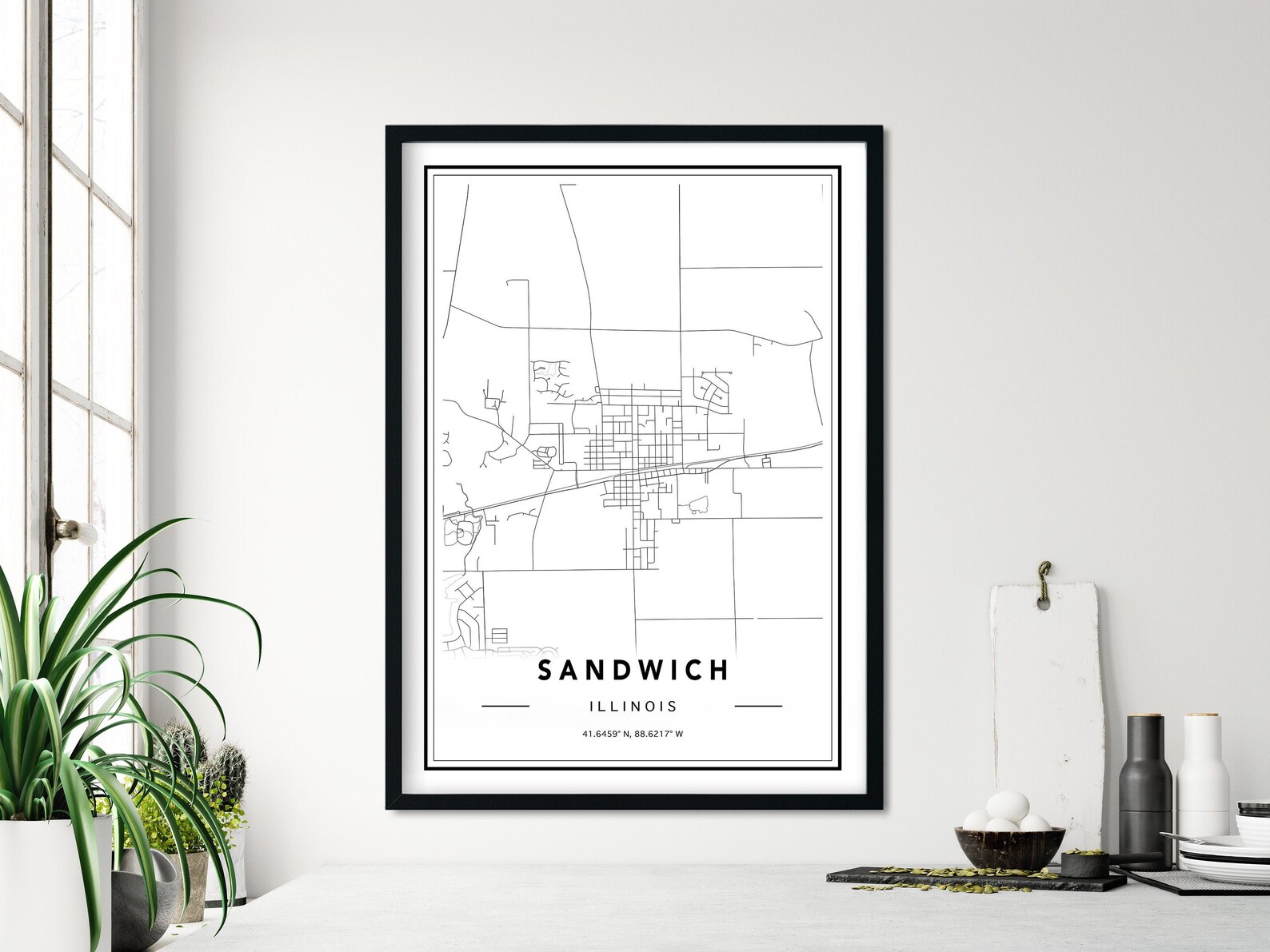 Sandwich IL Map Print Custom City Map Sandwich City Map Etsy