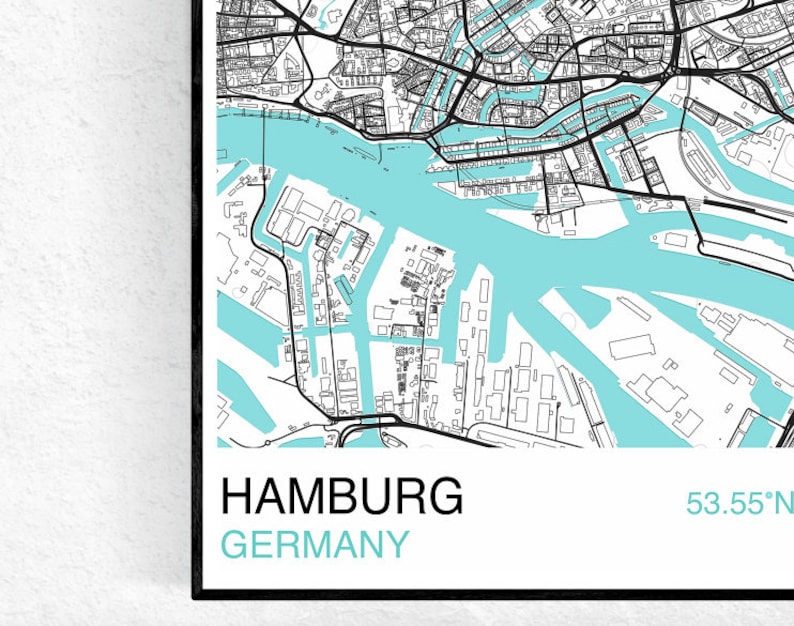 Hamburg City Map Print City Map Print Scandinavian Map | Etsy