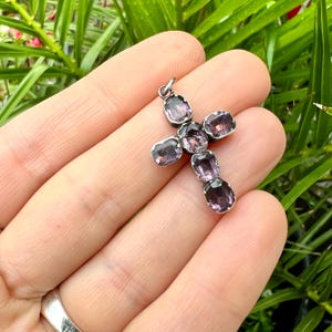 Antique Georgian Foiled Amethyst Silver Cross Pendant