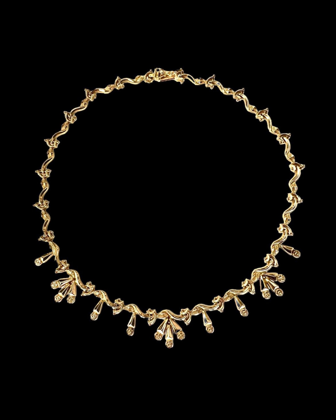 Fancy Gold R Flower Vintage Solid 18CT Gold Fancy Flower Link Necklace - Etsy