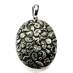 Large Antique Victorian Silver Organic Nature Locket Pendant