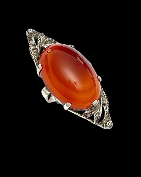 Vintage Bernard Instone Arts & Crafts Carnelian Sterling Silver Ring