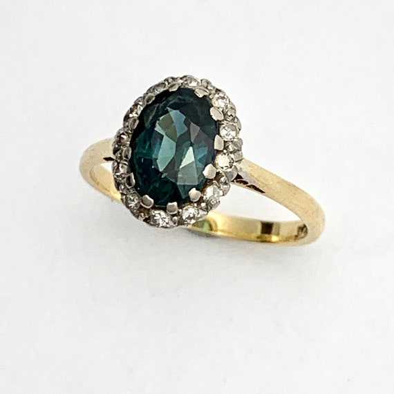 Vintage Tourmaline Diamond 18CT Gold Platinum Ring