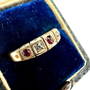 Antique Victorian 18CT Gold Ruby and Diamond Stacking Ring