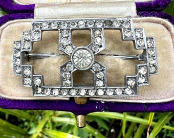 Petite Broche Ancienne Strass Années 1930 - Style Art Déco - Occasion