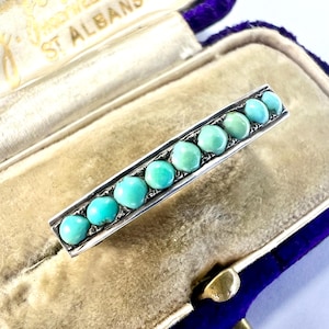 Tiny Antique Turquoise Pave Line Brooch