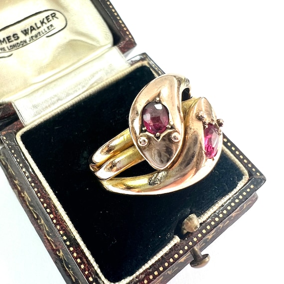 Antique Edwardian 1906 9CT Gold Garnet Double Coi… - image 4