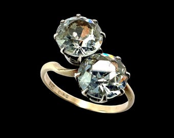 Anello vintage in oro e argento con pavé di diamanti Ciro Moi et Toi Crossover.
