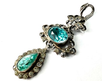 Antique Paste Aquamarine Silver Pendant