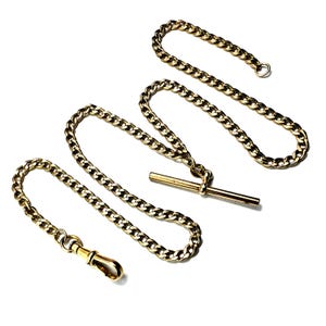 Vintage Solid 9CT Gold T-Bar Albert Chain Necklace with Clip