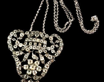 Conversión de collar colgante de pasta de puntos negros de plata georgiana antigua