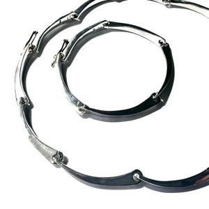 Vintage Modernist Sterling Silver Necklace and Bracelet Set
