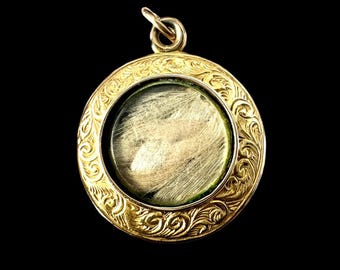 Antique 15CT Gold Domed Hair Locket Pendant • Georgian Victorian