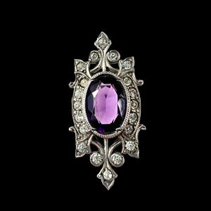 Large Antique Silver Amethyst Paste Cocktail Ring