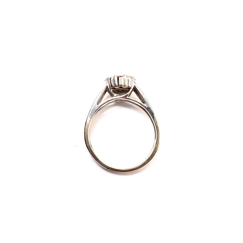 Vintage 18CT White Gold Fancy Blue and White Diamond Halo Ring image 7