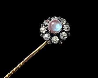 Antique Victorian Saphiret and Foiled Paste Stick Pin