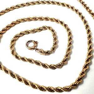 Antique/Vintage Solid 9CT Gold Rope Chain Necklace