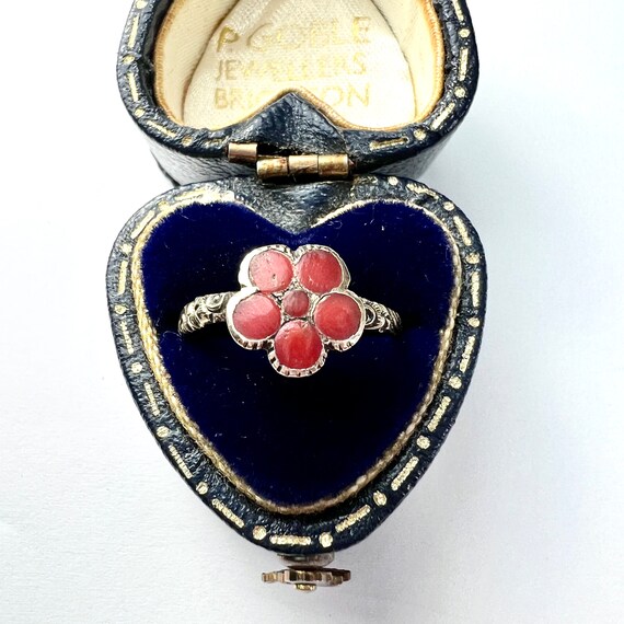 アンティーク ジョージアン 12CT ゴールド コーラル フラワー 