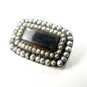 Antique Georgian 9CT Gold Natural Pearl Hair Mourning Brooch