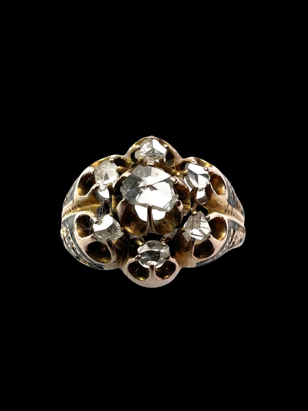 Antique Georgian Rose Cut Diamond Enamel Ring - Etsy