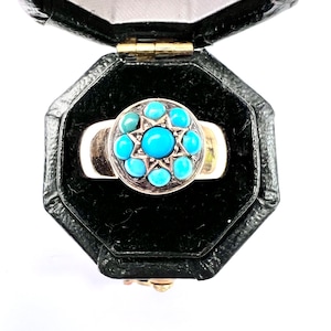 Antique Victorian 18CT Gold Turquoise Star Ring
