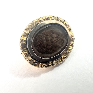 Small Antique Georgian Gold Hair Mourning Brooch