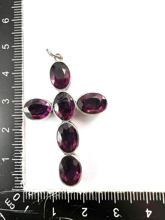Antique Georgian Large Foiled Amethyst Paste Silver C… - Gem