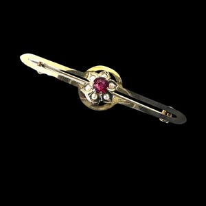 Broche ancienne de style édouardien en or 9 carats, perles et pâte de verre