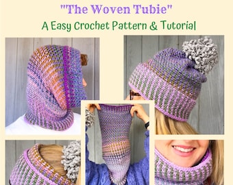 Crochet Cowl Hat Headband PDF Pattern - 3 patterns in 1 - Instant Download - The Woven Tubie
