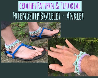 Modèle de bracelet de cheville facile au crochet - Bijoux pour débutants (Modèle PDF)