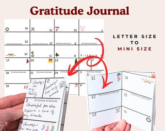 Christmas Gratitude Pocket Journal, 25 Day Self Care Booklet, Print & Fold (PDF)