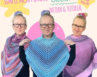 Simple Mesh Poncho Crochet Pattern - Boho Crochet Poncho Sweater Top -digital pdf pattern