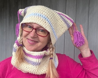 Crochet Balaclava Pattern – Funky PussyCat Hat & Cowl Pattern, Beginner Friendly (Digital Download)