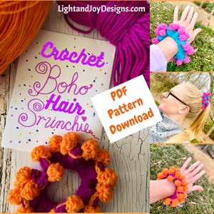 Boho Crochet Pattern - Crochet Hair Scrunchie - Boho Caribbean Scrunchie Crochet Pattern - crochet pdf pattern hair scrunchie
