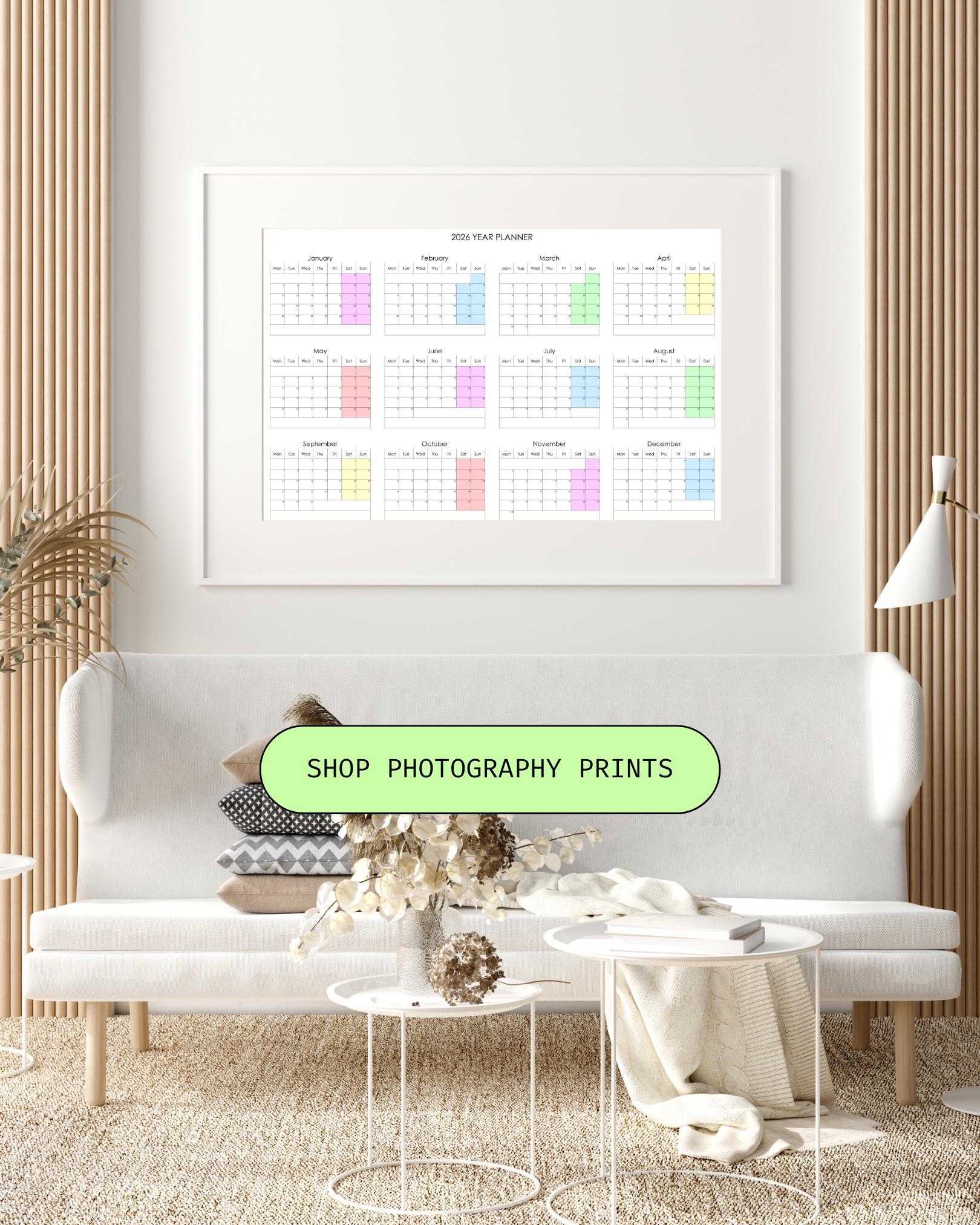 2026 Wall Calendar Poster | Minimalist Pastel Monthly Planner - Etsy