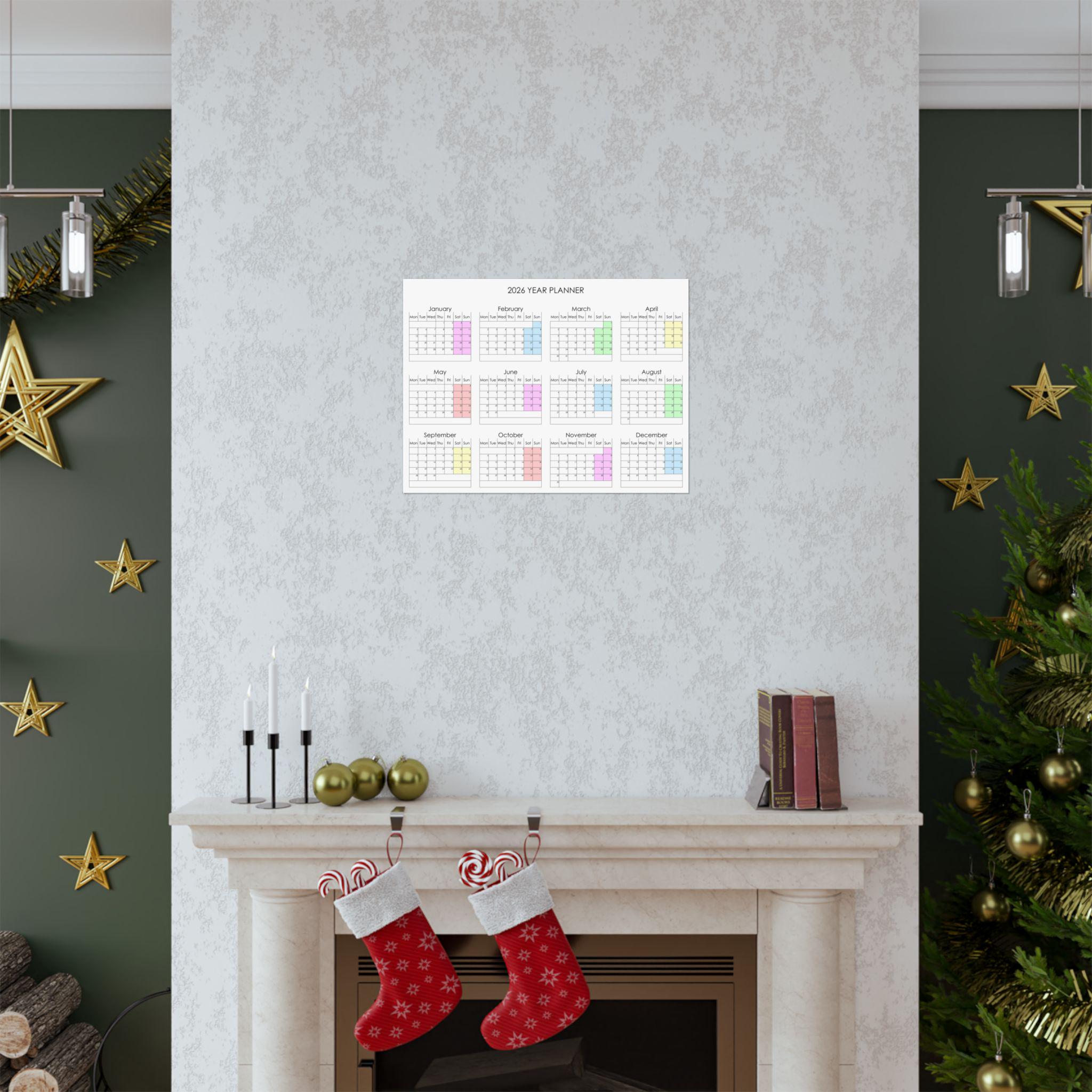 2026 Wall Calendar Poster | Minimalist Pastel Monthly Planner - Etsy