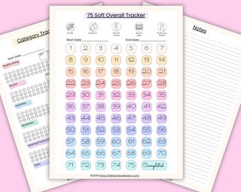 75 Soft Challenge Tracker Printable, 75 Soft Planner Bundle, Habit Tracker PDF, Wellness Tracker, iPad Planner Insert, Daily Diary Journal