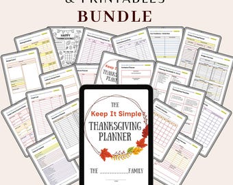 Thanksgiving Planner Bundle, Hyperlinked PDF, Canva Templates (Digital Download)