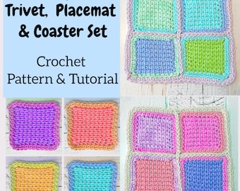 Crochet Placemat, Coaster & Trivet Set Pattern – (PDF Download) Foursquare Design