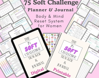 75 Soft Challenge Tracker Bundle, Track Your 75 Day Progress Printable Planner, Habit Tracker PDF for GoodNotes & iPad Wellness Planner