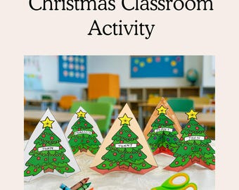 Christmas Tree Place Card, Classroom Holiday Activity, Canva Editable  (Digital Download)